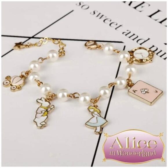 Deja Vu Kreations Jewelry - Alice in Wonderland Bracelet Faux Pearl